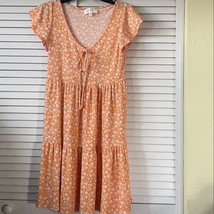 Orange Floral babydoll dress
